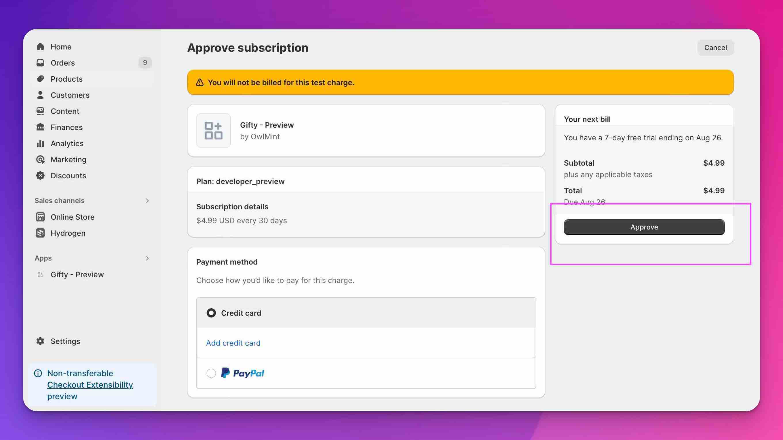 ApproveSubscription